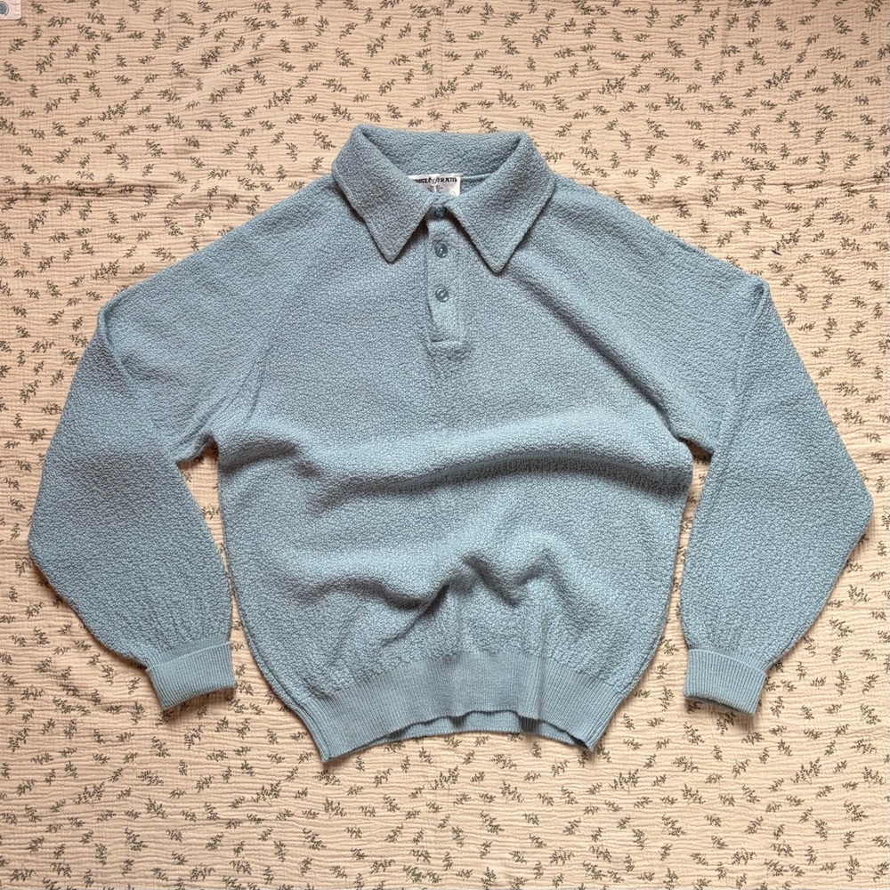 Vintage 70’s Wool Blend White Ram Collared Pullover